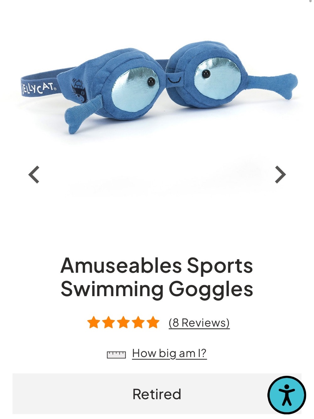 Jellycat Amuseables Sports Swimming Goggles